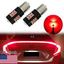 For Honda Civic Coupe 16-20 Red LED 1156 Strobe Flashing Brake Tail Light Bulbs
