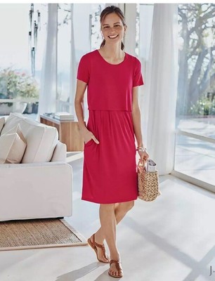 J Jill Layered Knit Dress Short Sleeve 