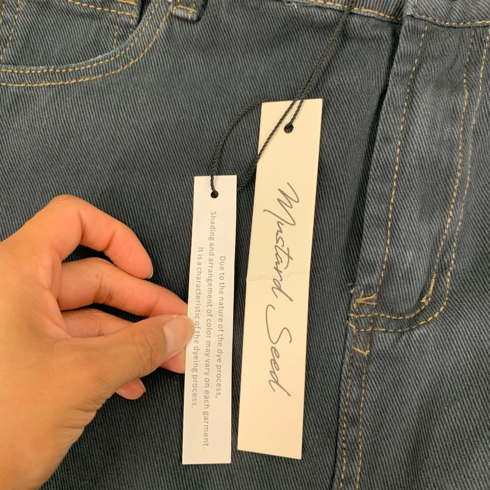 Mustard Seed Skirt Womens M Medium Gray Denim Cotton Front Slit Zip Fly Midi - Image 4 of 4