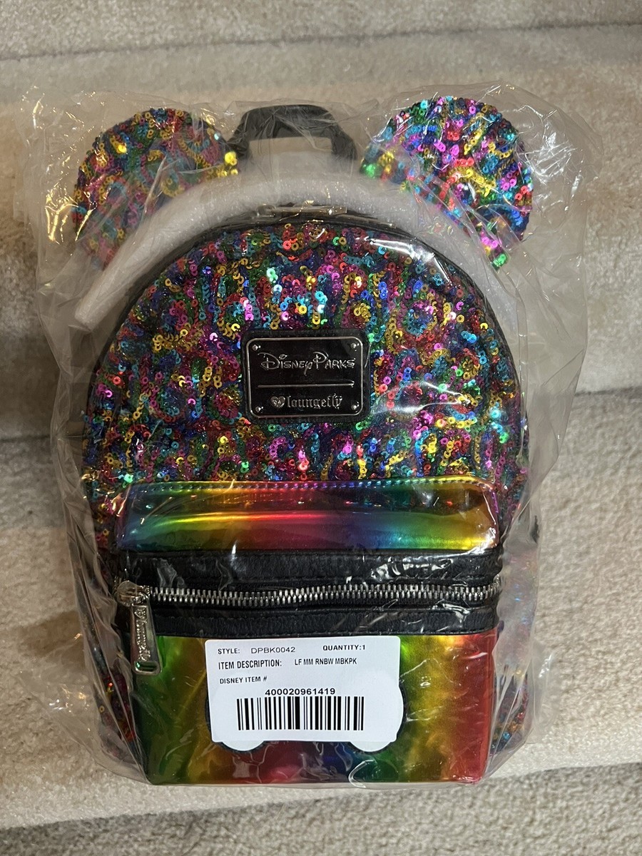 Disney Parks x Loungefly Mickey Mouse Rainbow Sequin Mini Backpack Disney Park Loungefly Sequin Mickey Mouse Rainbow Mini  main image 3