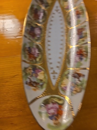 Vintage Royal Vienna “Courting” Scenes Oval Porcelain Arnart Dish Trinket 10” - Picture 4 of 10
