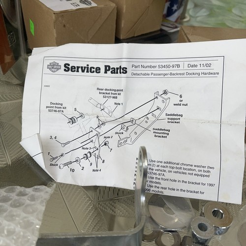 53450-97B Genuine Harley Davidson Detachables Docking Hardware PARTS Kit New - Picture 7 of 7