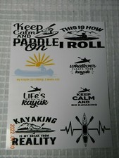 Kayak vinyl stickers for your kayak or vehicle 1 page with 8 stickers