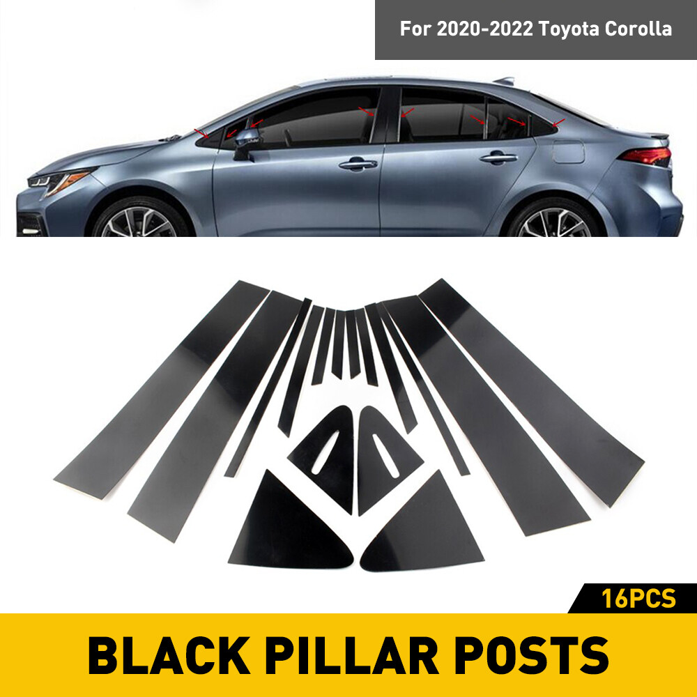 Black Pillar Post For 2020-22 Toyota Corolla Door Trim Cover Kit Car Accessories