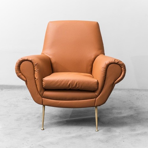POLTRONA GIGI RADICE IN ECOPELLE MARRONE DESIGN ANNI ’50 VINTAGE MODERNARIATO - Bild 9 von 12