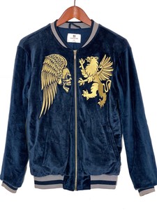 navy and gold jacket