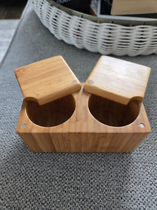 CORE Bamboo Salt and Pepper Bowls -Wooden Spice Containers Swivel Lids