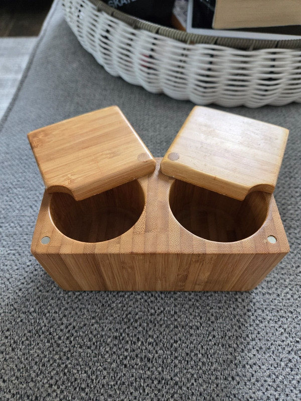 CORE Bamboo Salt and Pepper Bowls -Wooden Spice Containers Swivel Lids