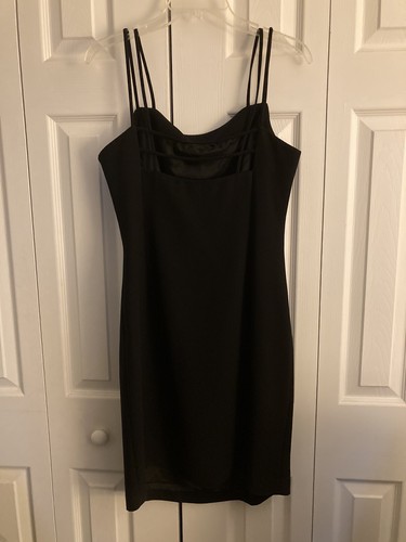 Jones New York Dress sz 12 Little Black side zip spaghetti straps open bk lined - Picture 6 of 10