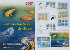 Romania 2017 Animals, Octopus, Sea Wasp, Snake Mi.7308-11, ZF, KB, Block 715, FDC