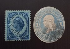 Etat Unis 1874- Timbre Relief US Postage Benjamin Franklin & 1875 -Timbre fiscal