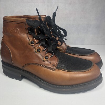 DSQUARED2 Two-Toned Brown Leather Lace Up Boots Lug Sole Men' SIZE 10 EU 43