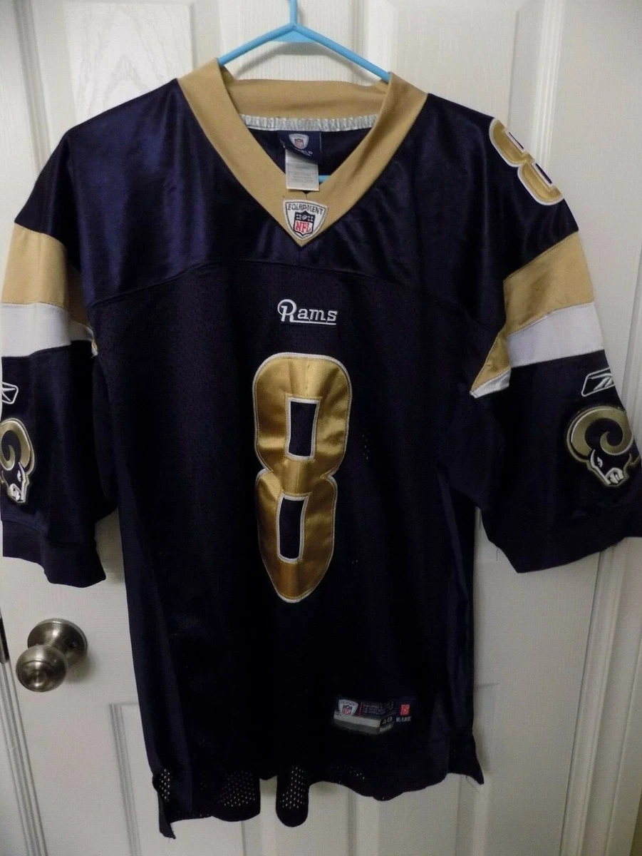 Reebok NFL 8 Bradford St. Louis Rams Blue Gold Jersey Size 48