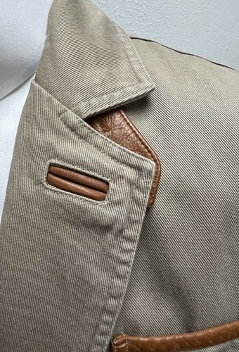 Roundtree & Yorke Outfitters Cotton Canvas Khaki Blazer Chore Coat Elbow Patches - Picture 5 of 16