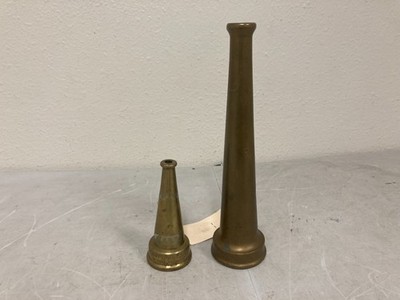 Vintage Brass Fire Hose Nozzle 10'' & Brass Firehouse Nozzle