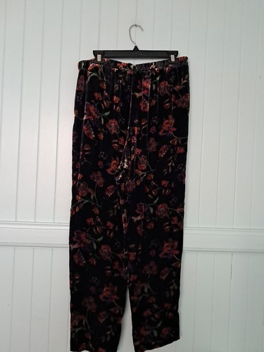 Jade by Johnny Was Sz M Moonlight Floral Velvet Tapered Leg Pants Pockets - Picture 8 of 9