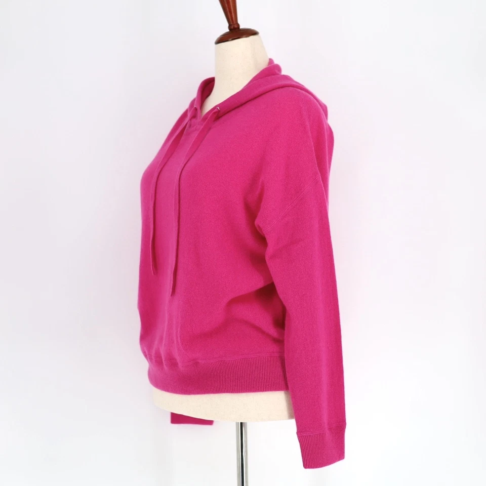 C by Bloomingdale's Women Pink Cashmere Knit Pullover Hoodie Sweater Size L - Image 2 of 4