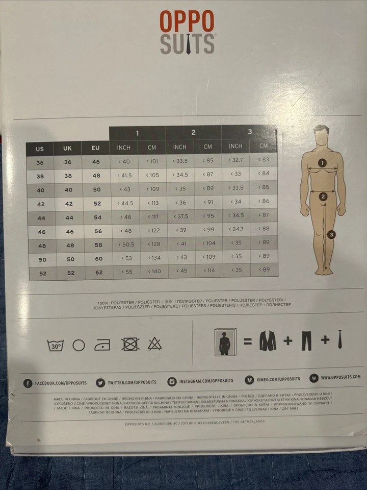 Traje Oppo Para Hombre REGALO VÍSPERA DE NAVIDAD Traje Talla 36 Abrigo Deportivo Pantalones Corbata Navidad Nuevo con Etiquetas + Caja Foto 2 de 4