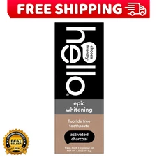 hello Activated Charcoal Epic Whitening Fluoride Free Toothpaste, Fresh Mint + C