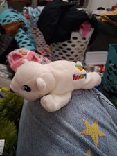 Original Lisa Frank Roary Plush Polar Bear Beanie Baby 9" Rainbow 1998 No Holes!