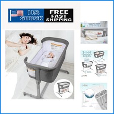 Versatile 3-in-1 Baby Crib: Bassinet, Sleeper  Playpen - Lightweight Grey
