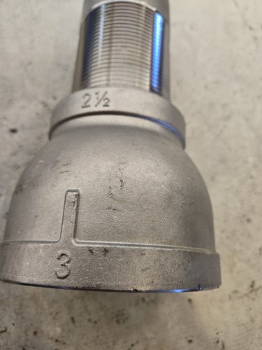 Stainless Steel 316 2-1/2" To 3" Pipe Reducer W/8" Threaded Insert - Picture 2 of 12