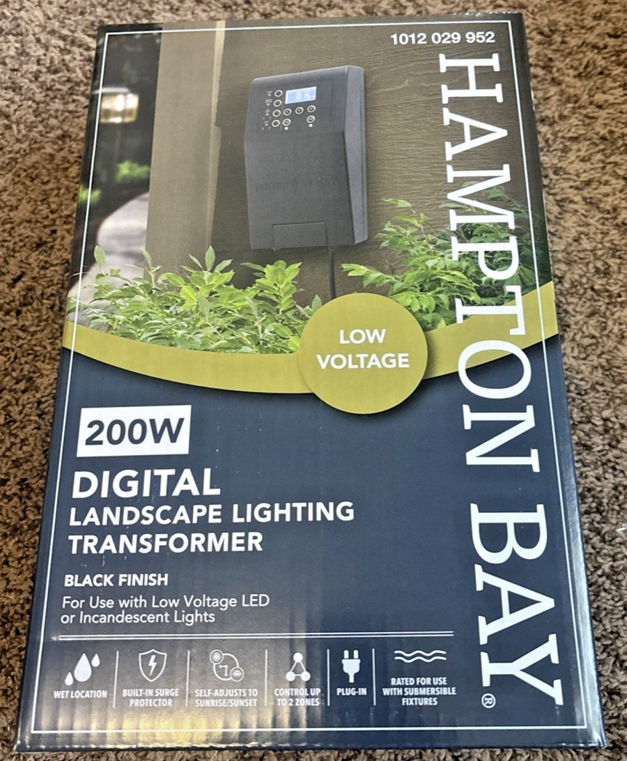 Hampton Bay Low Voltage 200W Digital Landscape Light Lighting Transformer Black
