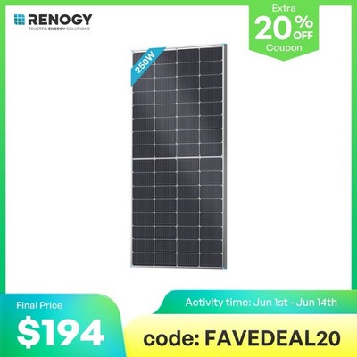 Renogy N-Type 16BB 12V 250W Bifacial Solar Panel Double-Side High-Efficiency PV