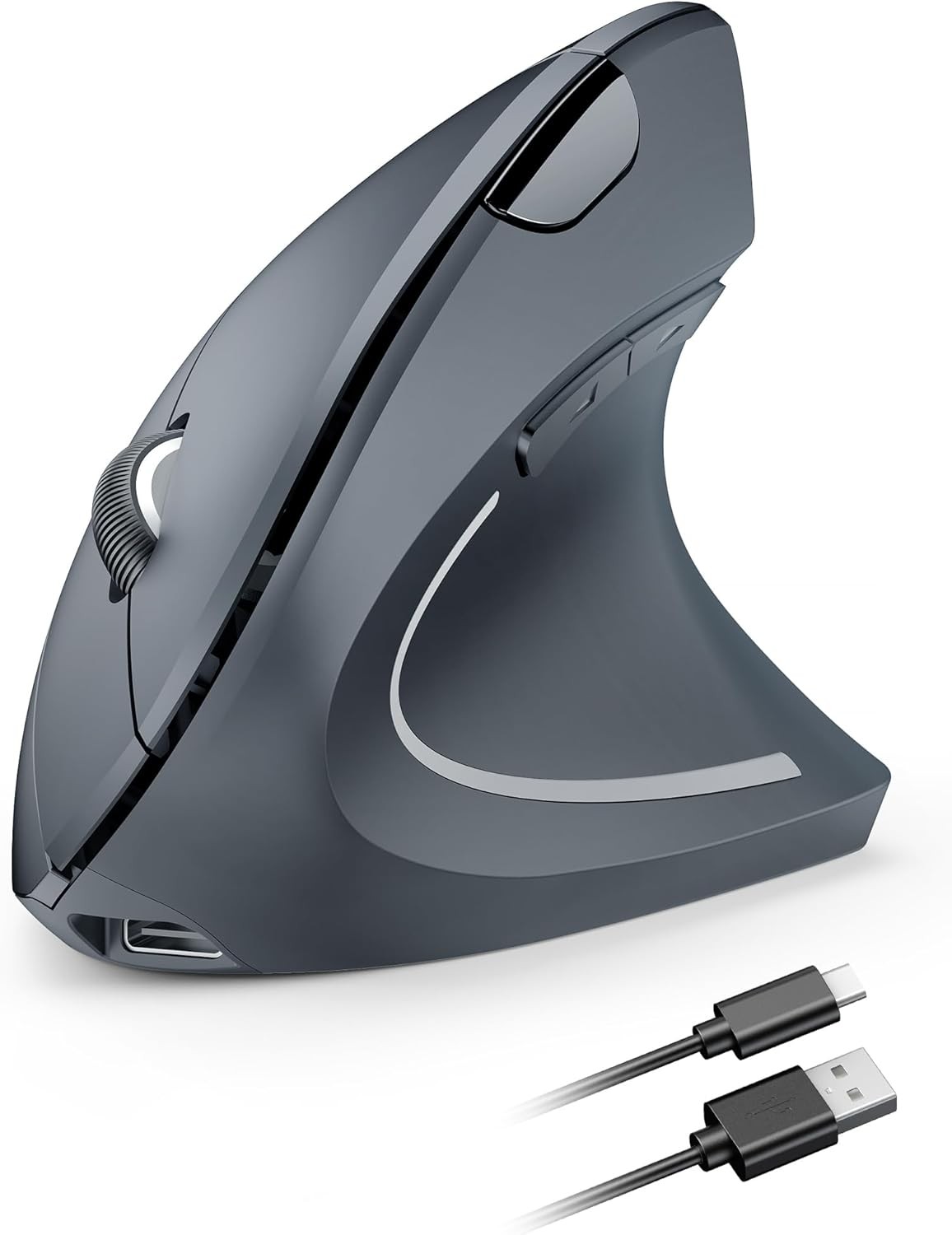 TECKNET Rechargeable Silent Wireless Ergonomic Mouse in Grey