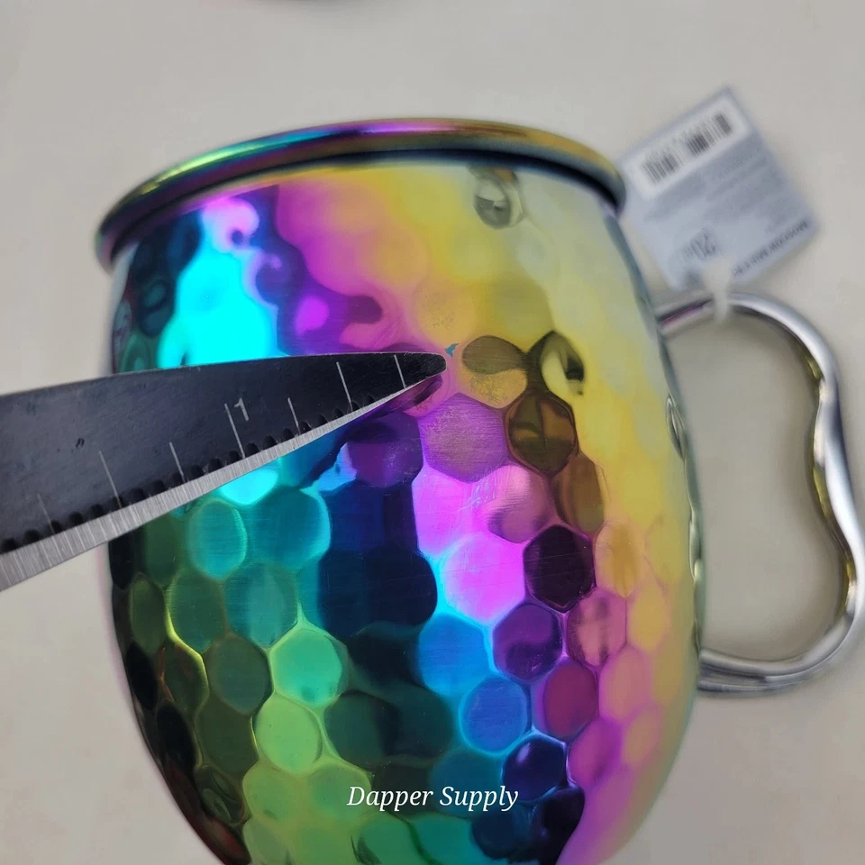 2 tazas de mula Moscú de acero inoxidable arco iris de 20 oz acabado martillado Cambridge Foto 3 de 4