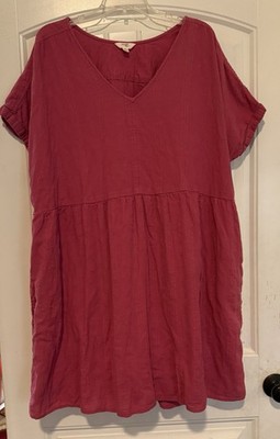 Terra & Sky Hot Pink Gauzy Cotton Short Sleeve Sun Dress Womens Size 2X EUC