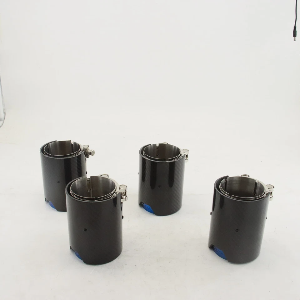 4PCS 15-19 BMW F80 M3 F82 M4 70MM Carbon Fiber Stainless Steel Tip Blue US - Image 4 of 4