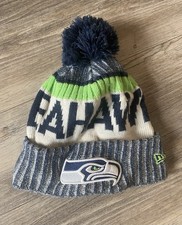 NFL Seattle Seahawks Sport Knit Beanie Pom New Era Unisex NFL Shield White Green