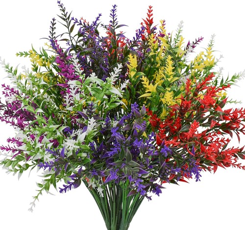 8 Bundles Artificial Lavender Flowers Fake Flowers Outdoor Plants for Home Decor