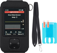 Dexcom G7 Receiver Leather Case with Lanyard and 2PCS Screen Protector Black