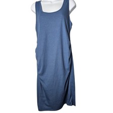 PinkBlush Maternity Ribbed Tank Dress Blue Sleeveless Bodycon Made in USA L