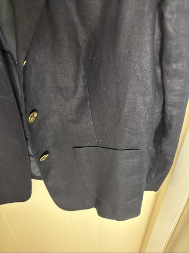 LAUREN RALPH LAUREN 100% Linen Womens 3 Button Suit Blazer Sz 16 Black Preppy - Picture 5 of 15