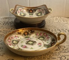 VTG Nippon Hand Painted Chamber Dish & Square...
