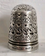 CHARLES HORNER THIMBLE SILVER PLATED VICTORIAN 1894 - 1910 210800 PAT 8 ANTIQUE 