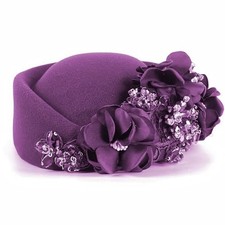Women's Flower Beret Suitable for Church Wearing Elegant One Size Purple