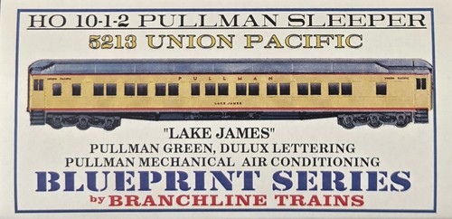 Branchline Blueprint #5213 Union Pacific "Lake James" 10-1-2 Pullman Kit para dormir | Condition: New