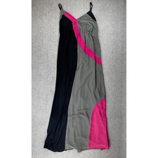Soma Dress XS Black Pink Color Block Maxi Chiffon Summer Spring Casual Vacation