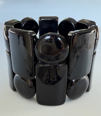 Ingrid Degremont ''Bracelet i''   France Rare All-Black Resin Cuff  Ships from USA