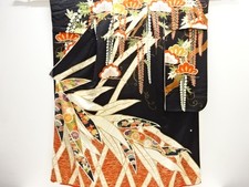 15604# JAPANESE KIMONO / ANTIQUE KAKESHITA & NAKAGI SETE / SILK / EMBROIDERY / C