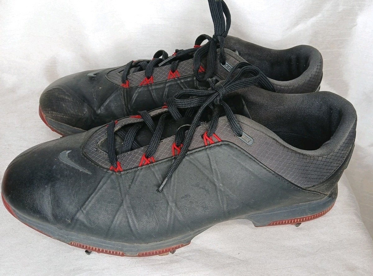 Nike Lunar Fire Mens Leather Golf Shoes Cleats Black 861458-001