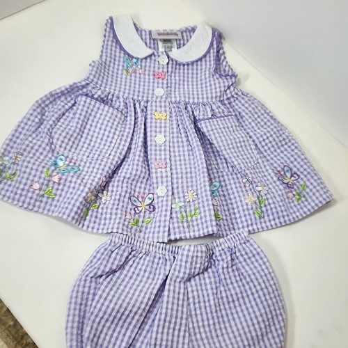 Youngland 3-6 Month Purple Plaid Dress And Diaper Cover Set - Picture 2 of 8