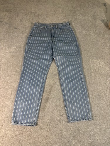 Pantalones de mezclilla American Eagle Mom tiro alto a rayas para mujer talla 4 - Imagen 2 de 10
