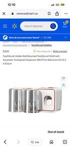 Estink Wall Mounted Toothbrush Holder w/ Automatic Toothpaste Dispenser, Suction