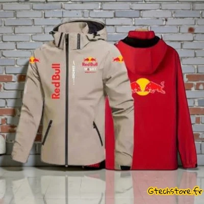 Red Bull Doudoune Homme Veste Moto Motard Capuche Ample Printemps Automne UV