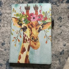 Universal Magnetic Folding Folio Tablet Case, Synthetic Leather Giraffe Floral